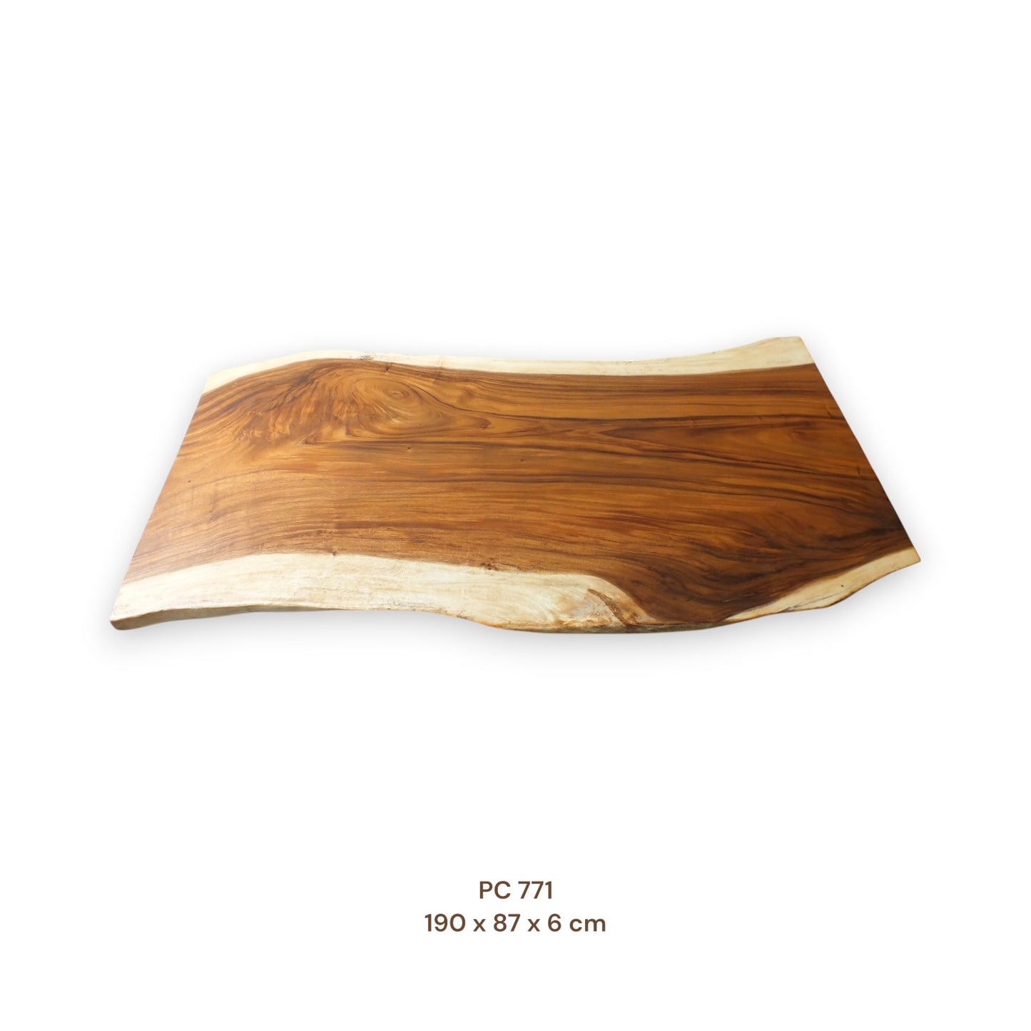 Massive Suarholz Tischplatte 190x87 cm | 6 cm stark | Premium-Unikat