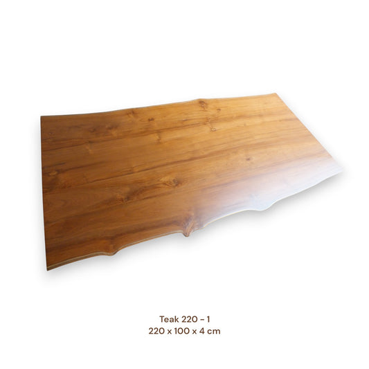 Massive Teakholz Tischplatte 220x100 cm | 4 cm stark | Premium-Unikat