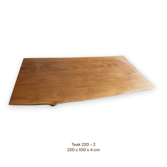 Teakholz Esstischplatte massiv 220x100 cm | 4 cm stark | Naturholz-Unikat