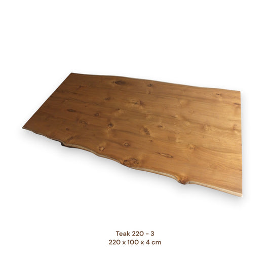 Exklusive Teakholz Tischplatte 220x100 cm | massiv & einmalig, 4 cm stark