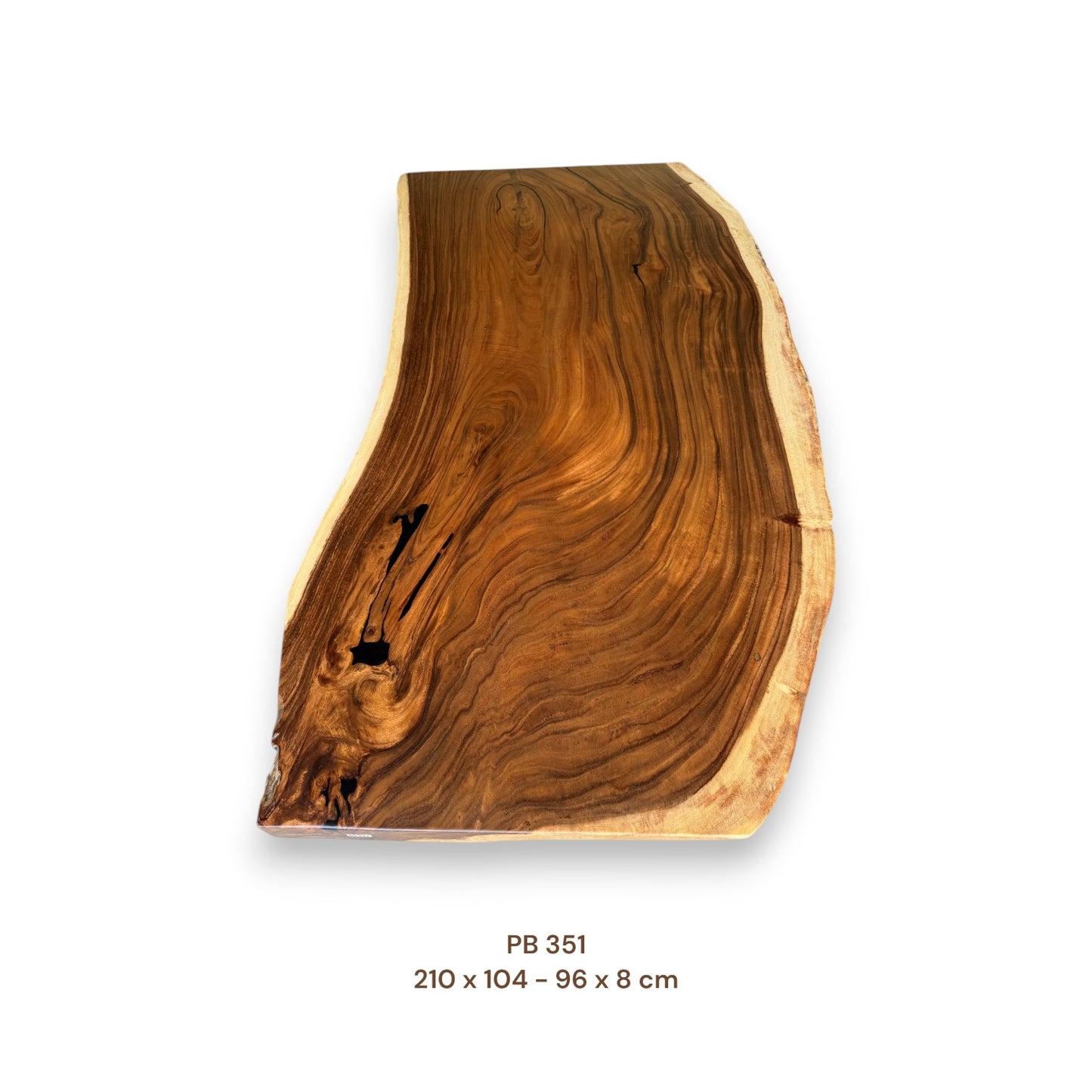 Exklusive Suarholz Tischplatte 210x103 cm | massiv & einmalig, 8 cm stark