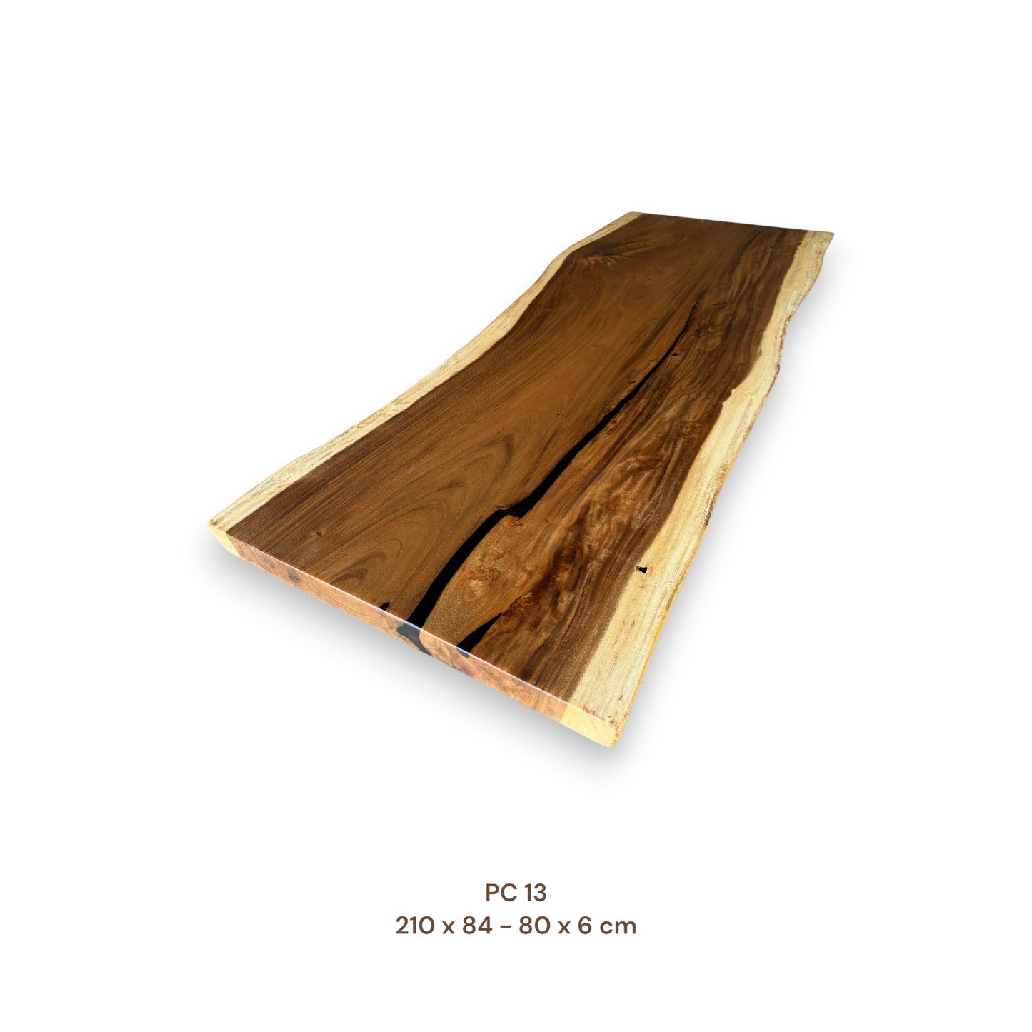 Massive Suarholz Tischplatte 210x82 cm | 6 cm stark | Premium-Unikat