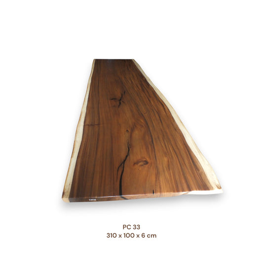 Suarholz Esstischplatte massiv 310x100 cm | 6 cm stark | Naturholz-Unikat
