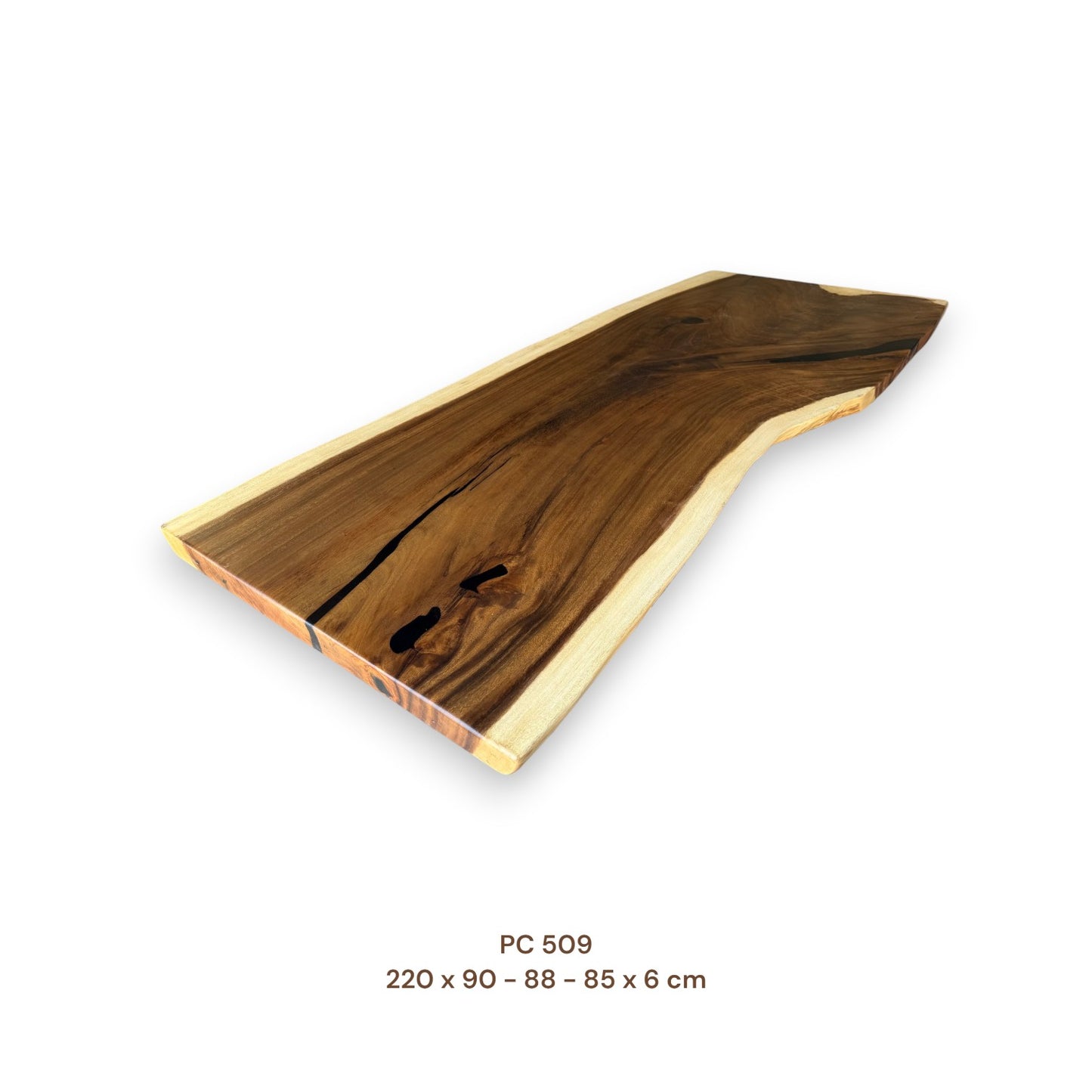 Massive Suarholz Tischplatte 220x86 cm | 6 cm stark | Premium-Unikat