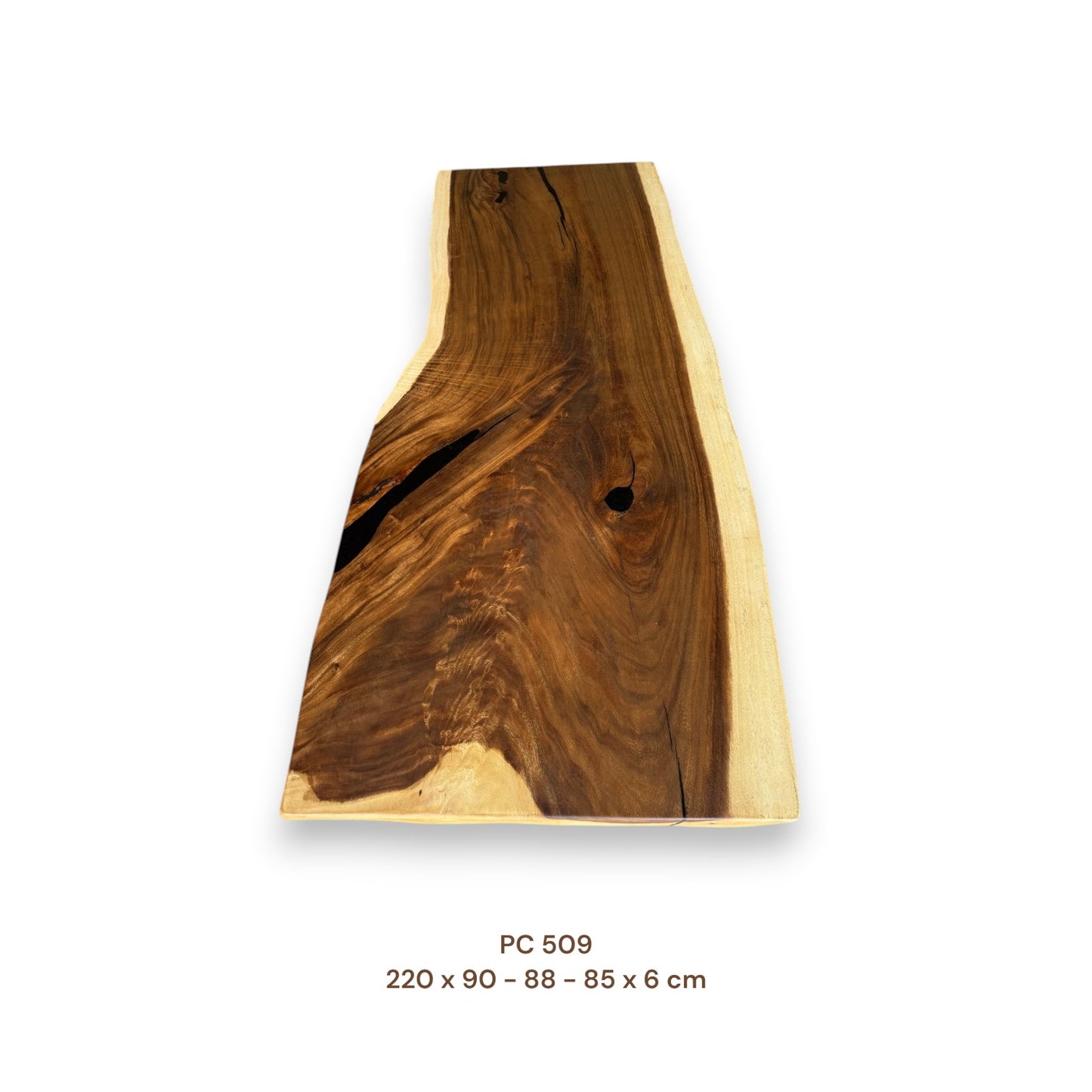 Massive Suarholz Tischplatte 220x86 cm | 6 cm stark | Premium-Unikat
