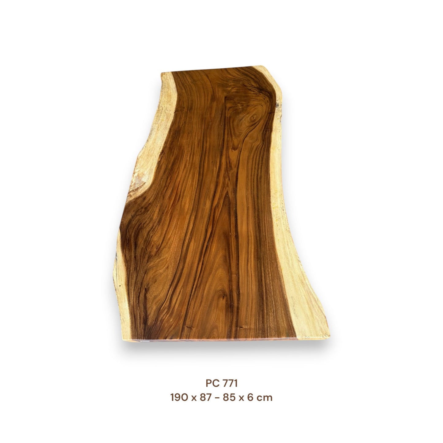 Massive Suarholz Tischplatte 190x87 cm | 6 cm stark | Premium-Unikat