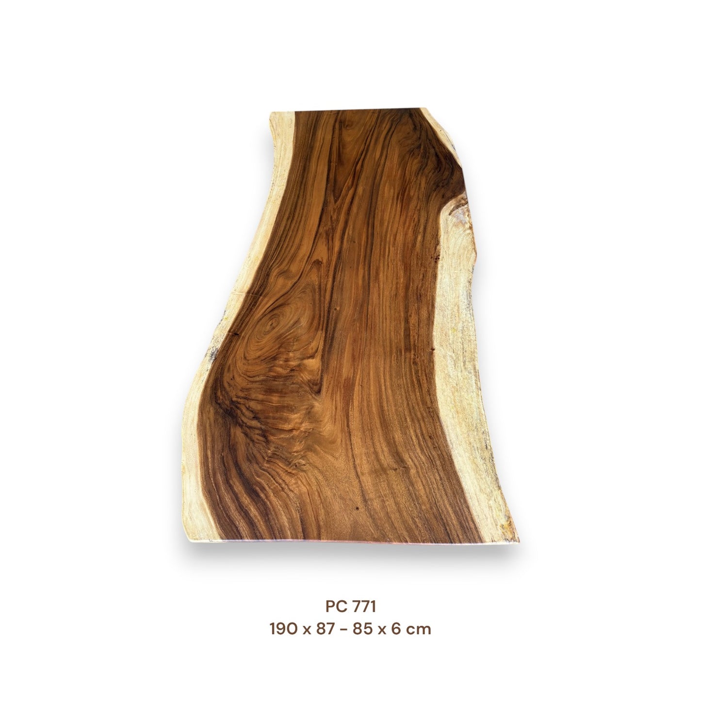 Massive Suarholz Tischplatte 190x87 cm | 6 cm stark | Premium-Unikat