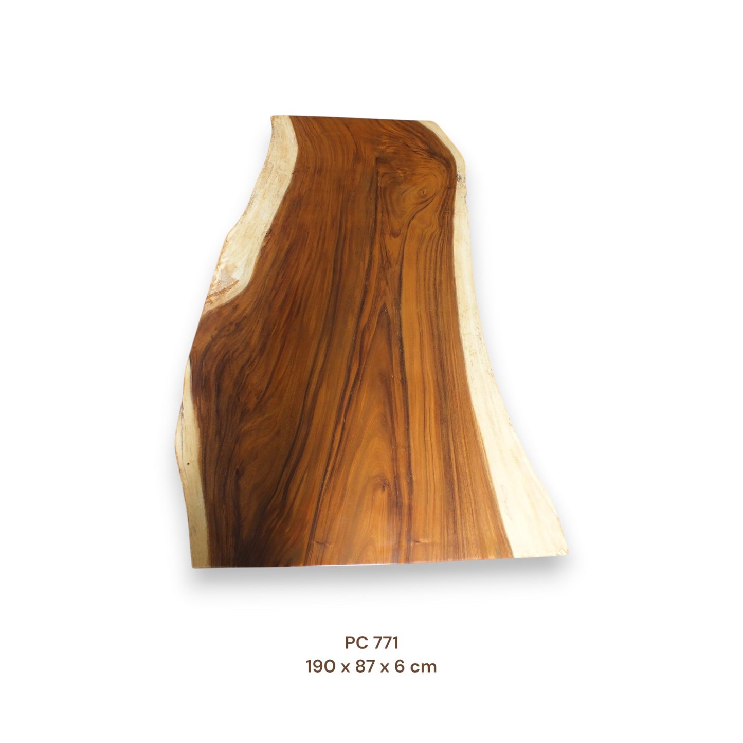 Massive Suarholz Tischplatte 190x87 cm | 6 cm stark | Premium-Unikat