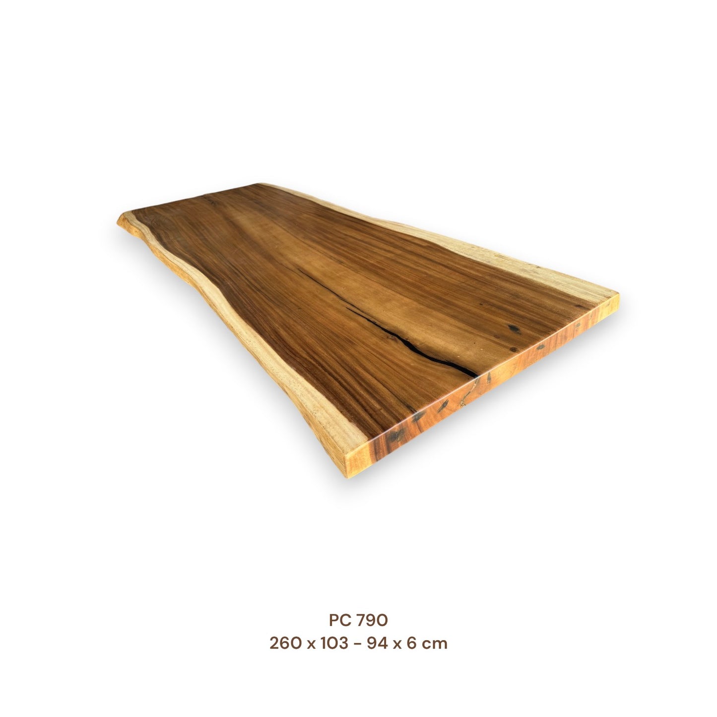 Massive Suarholz Tischplatte 260x96 cm | 6 cm stark | Premium-Unikat