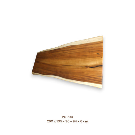 Massive Suarholz Tischplatte 260x96 cm | 6 cm stark | Premium-Unikat