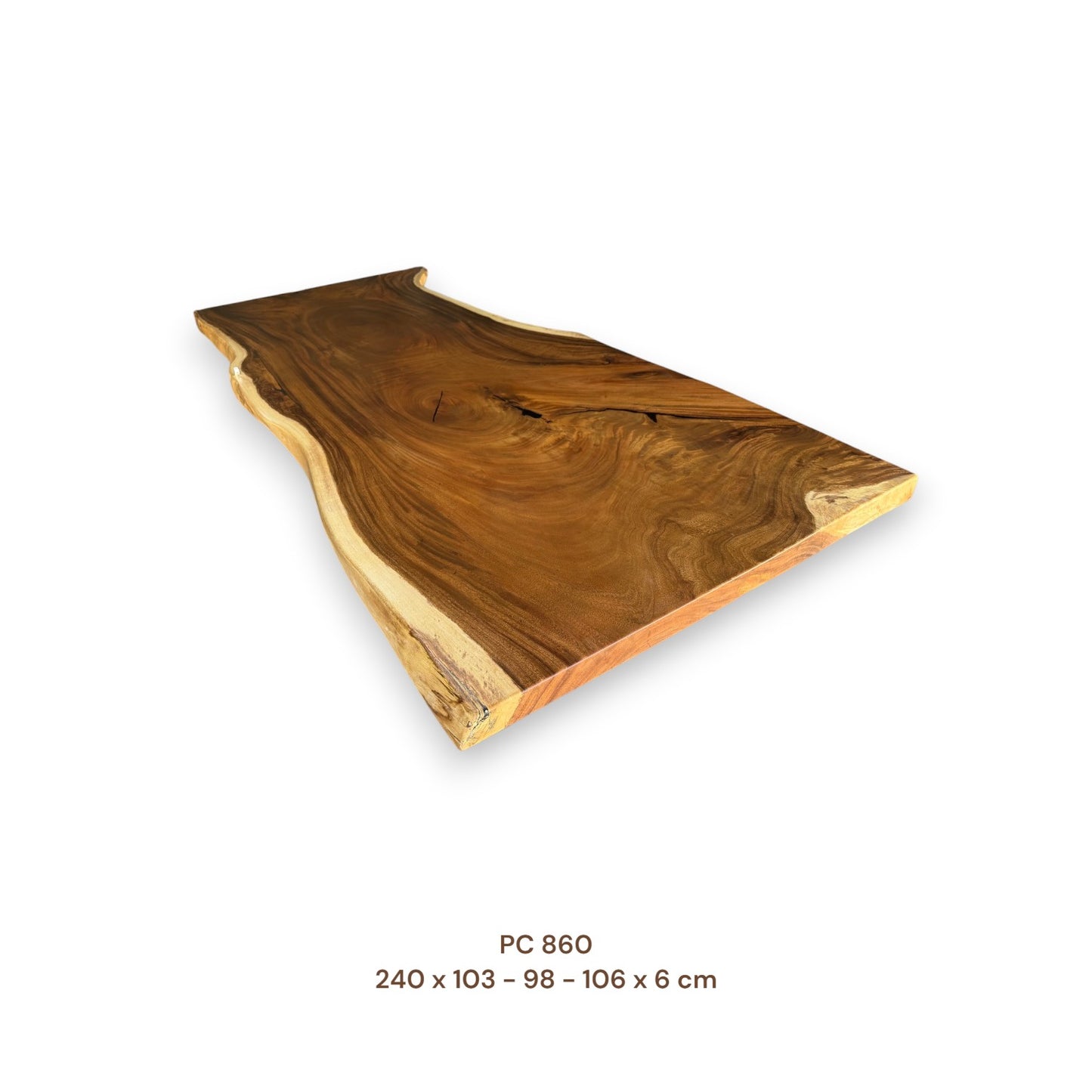 Suarholz Esstischplatte massiv 240x100 cm | 6 cm stark | Naturholz-Unikat