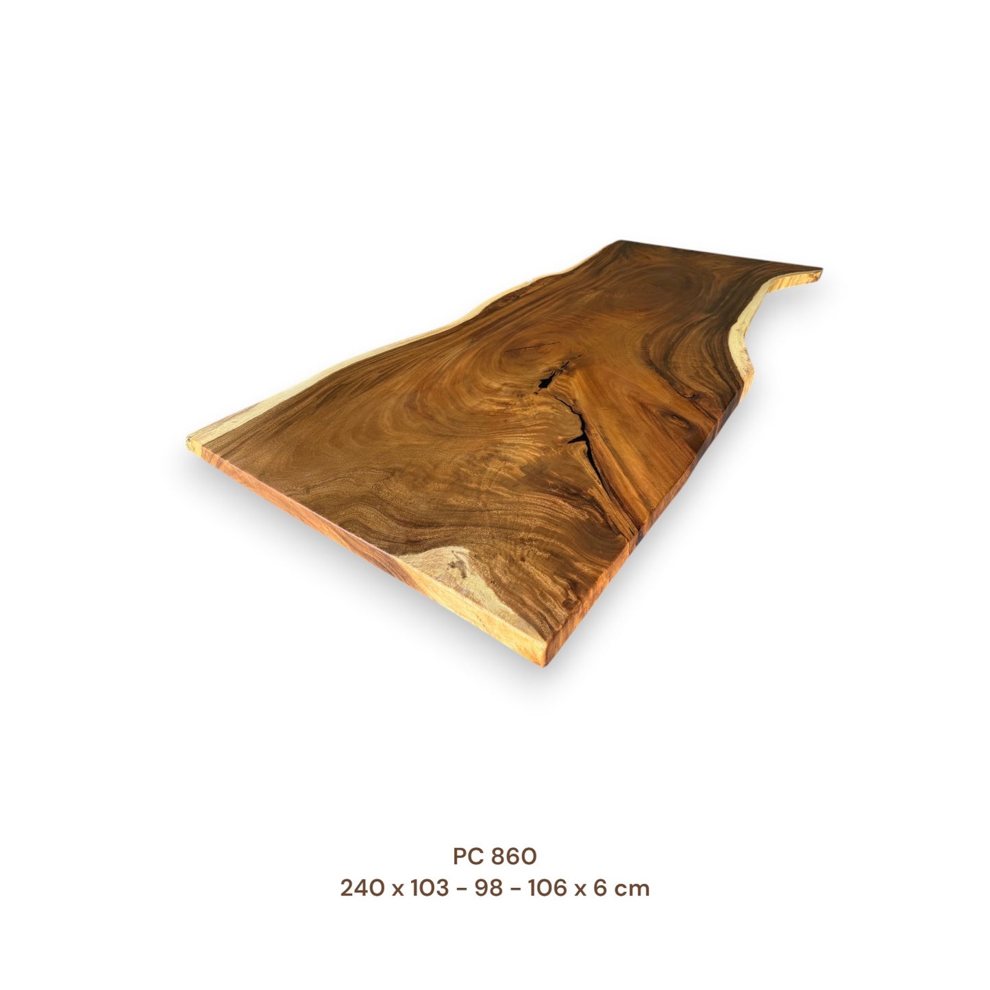 Suarholz Esstischplatte massiv 240x100 cm | 6 cm stark | Naturholz-Unikat