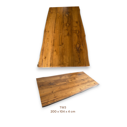 Teakholz Esstischplatte massiv 200x104 cm | 4 cm stark | Naturholz-Unikat